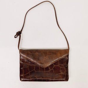 Vintage croc embossed envelope style crossbody bag